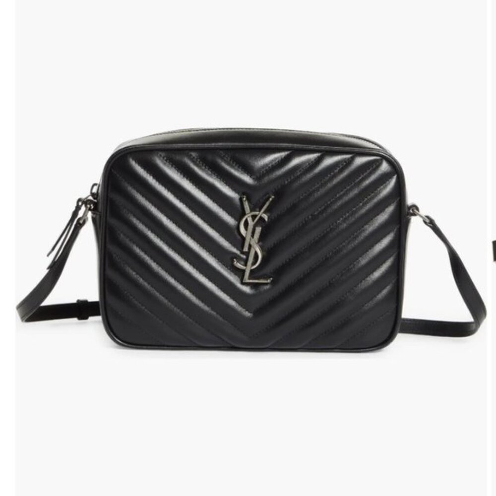 Saint Laurent Lou Matelassé Leather Camera Crossbody HandBag Black Silver Hardw - Picture 2 of 16